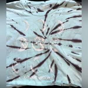 Hollister Light Blue Tie Dye Cropped Tee Size L